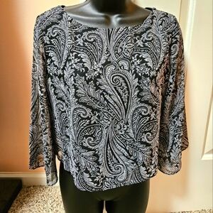 New York & Company Sheer Overlay Paisley Top